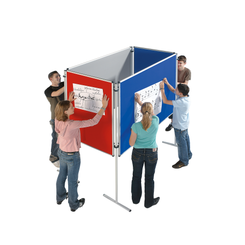 Stecktafel Set "Raute" 4x T-Fuß Stativ, 4x Tafeln in Blau, Rot, Grau