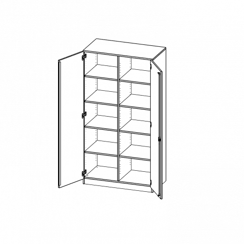 Schrank, 5 Ordnerhöhen - Serie evo180 B/H/T: 100x190x40 cm, 2 Türen, abschließbar, mit Mittelwand, mit Sockel (81 mm)