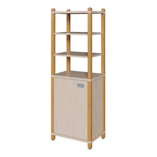 Stollen-Schrank, 1-türig B/H/T: 56x160x40 cm, Schrank mit 4 verstellbaren Einlegeböden bzw. 6 Fächern, oben offenes Regal, Tür öffnet nach links