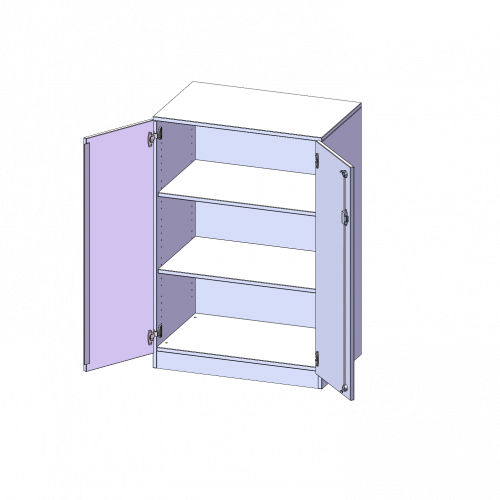 Schrank, 3 Ordnerhöhen - Serie evo180 B/H/T: 80x118x50 cm, 2 Türen, abschließbar, mit Sockel (81 mm)