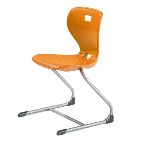 Ergostar Freischwinger Schulstuhl Sitzschalenfarbe Orange, Sitzhöhe 35 cm