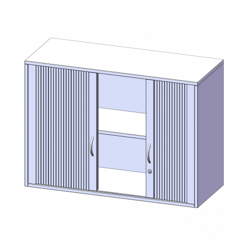 Aufsatzschrank mit Rollo, 2 Ordnerhöhen - Serie evo180 B/H/T: 100x72x40 cm, Querrollladen, abschließbar