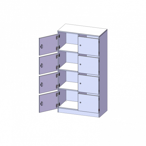 Schließfachschrank, 4 Ordnerhöhen - Serie evo180 B/H/T: 80x154x40 cm, 8 Schließfächer, mit Briefschlitz, mit Sockel (81 mm)