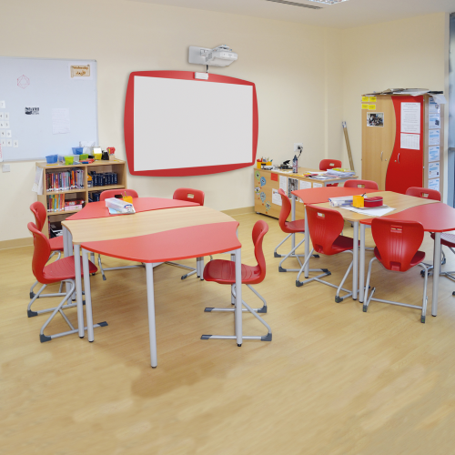 Swing-It Trapezwellentisch, feststehender Schultisch B/H/T: 130x58x65 cm, mit ABS-Kante