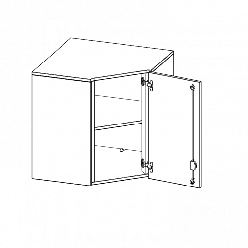 Innenecke Aufsatzschrank, 2 Ordnerhöhe - Serie evo180 B/H/T: 70x72x70 cm, Für 40 cm tiefe Schrankwände, Tür öffnet nach rechts
