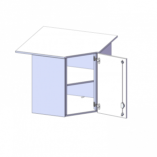 Innenecke Aufsatzschrank, 2 Ordnerhöhe - Serie evo180 B/H/T: 90x72x90 cm, Für 60 cm tiefe Schrankwände, Tür öffnet nach rechts