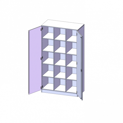 ErgoTray Schrank, dreireihig, 5 Ordnerhöhen - evo180 Serie B/H/T: 104,5x190x50 cm, zweitürig, mit Sockel (81 mm), mit 2 Mittelwänden, ohne Boxen