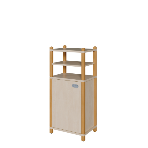 Stollen-Schrank, 1-türig B/H/T: 56x120x40 cm, Schrank mit 3 verstellbaren Einlegeböden bzw. 5 Fächern, oben offenes Regal, Tür öffnet nach links