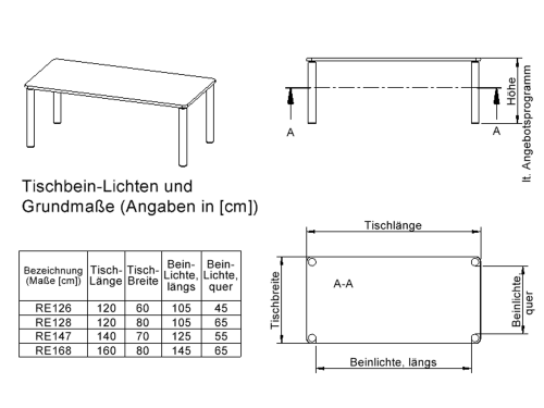Tisch ZALOTTI mit Schichtstoff-Belag Rechtecktisch, B/H/T: 120x25x60 cm, Stahlrohrbeine Ø 60 mm, Fußvariante: Stellfuß, Tischbeine mit RAL-Farbe 9006 (weißaluminium)