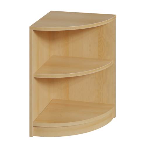 Viertelkreisregal in Korpusbauweise B/H/T: 40x60x40 cm, 1 fester Boden, unten 1 Ordnerhöhe