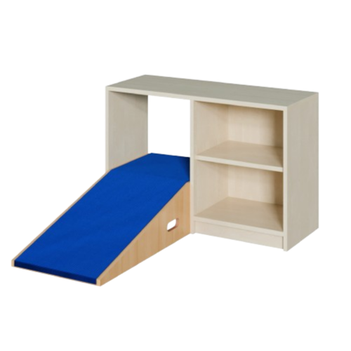 Durchkrabbelregal 3 B/H/T: 102x60x40/196 cm, mit 2 Rampen und Regal rechts, 1 Einlegeboden