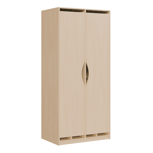 Liegepolsterschrank zweitürig, 227 cm hoch, oben Polster, unten Bettzeugfächer B/H/T: 103x227x67 cm, 2türig für bis zu 10 Matratzen, Bettwäschefächer, Korpus mit Dekortüren