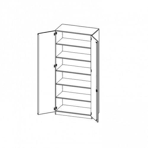 Schrank, 6 Ordnerhöhen - Serie evo180 B/H/T: 100x226x50 cm, 2 Türen, abschließbar, mit Sockel (81 mm)