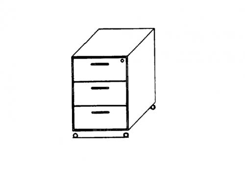 Rollcontainer fahrbar mit Zentralverriegelung B/H/T: 43x52,2x61,5 cm, Unterstell-Container mit 3 Schubladen auf Rollschubführung mit Wechselsperre