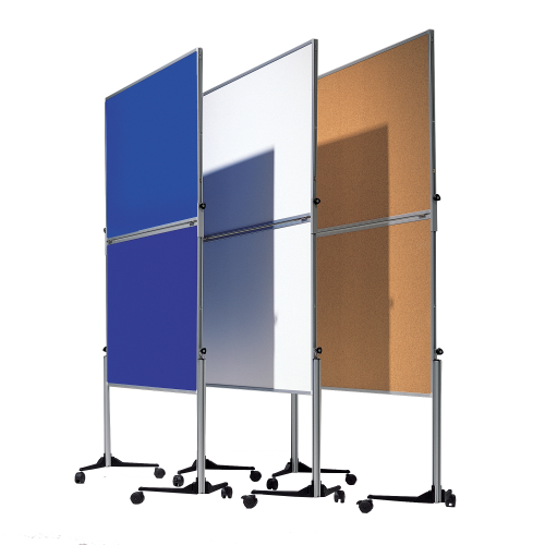 Moderationswand Serie MTSK Tafelformat: 120x150 cm, Gesamthöhe: 195 cm, fahrbar, in Beige