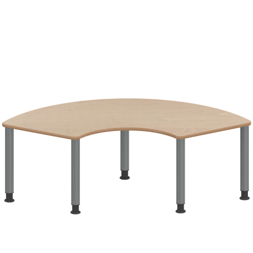 Tisch ZALOTTI mit Schichtstoff-Belag Drittelkreistisch, B/H/T: 173x41x80 cm, Stahlrohrbeine Ø 60 mm, Fußvariante: höhenverstellbar (41/55 cm), Tischbeine mit RAL-Farbe 9006 (weißaluminium)