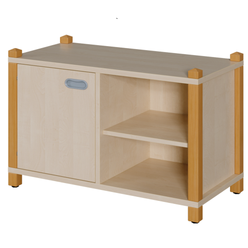Stollen-Schrank mit einseitiger Tür und 2 offenen Fächern B/H/T: 106x60x40 cm, Tür links, Regal rechts, 2 Einlegeböden