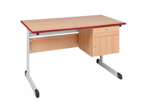 Lehrertisch, Schichtstoff, Unterbau mit Schub und Fach, mit Schloß B/H: 130x65 cm, ohne Ablage