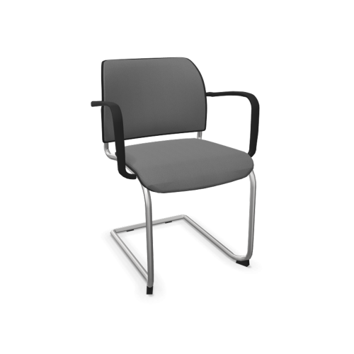 Stuhl ANABELLE mit Sitz- und Rückenpolsterung B/H/T: 55x82x52cm, mit Armlehne, Gestellfarbe schwarz, Stoffgruppe C1/C2 (Standard)