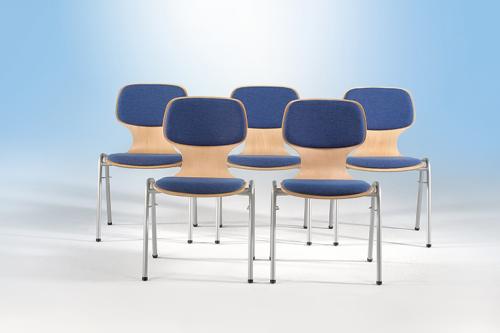 Schalenstuhl stapelbar mit Rundrohrgestell Stapelstuhl mit Sitzschale und Vierfuß- Rundrohrgestell