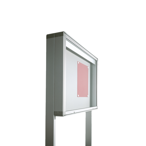 Aluvitrine Modell W8, Stahlemaille in Weiß B/H/T: 107x107x13 cm, Einsatzbereich Innen