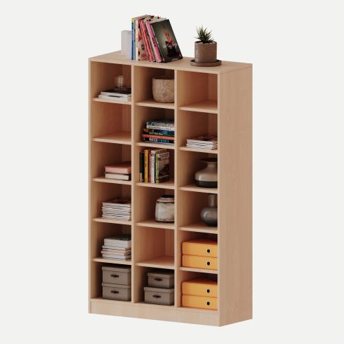 Taschenregal, 4,5 Ordnerhöhen - Serie evo180 B/H/T: 104,5x172x40 cm, 18 halbhohe Fächer, mit Sockel (81 mm)