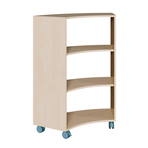Bogenregal ohne Rückwand B/H/T: 99x122,5x48 cm, fahrbares Regal auf 1/6-Kreis-Grundfläche mit 2 festen Zwischenböden