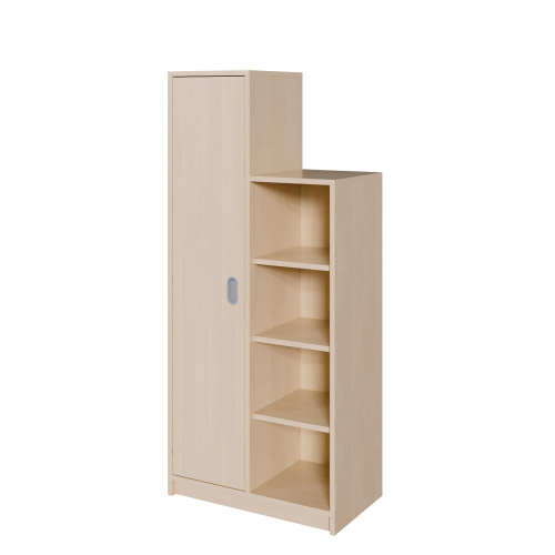 Korpus-Schrank "SideStep", Regal und Tür B/H/T: 70,5x120/160x40 cm, in stufenartiger Kontur, rechts mit Regal, Tür -links- auf hoher Seite
