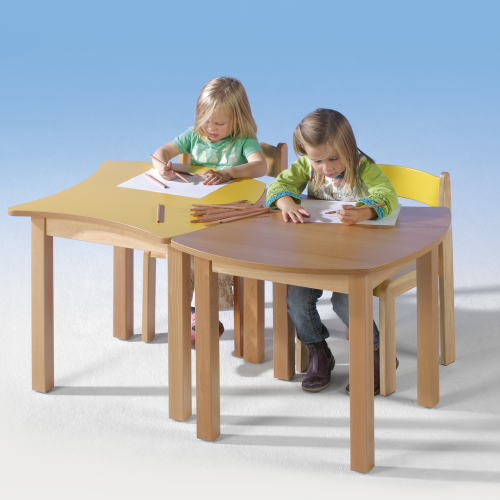 Swing-It WOODY quadratischer Wellentisch Schultisch B/H/T: 60x46x60 cm, kombinierbar mit anderen Tischen der Serie