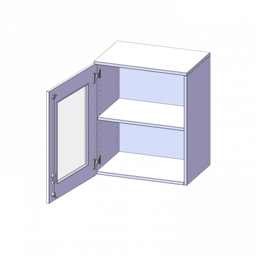 Aufsatzschrank, 2 Ordnerhöhen - Serie evo180 B/H/T: 60x72x40 cm, 1 Tür mit Glaseinsatz, abschließbar, Tür öffnet nach links