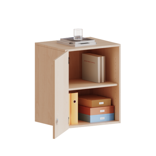 Aufsatzschrank, 2 Ordnerhöhen - Serie evo180 B/H/T: 60x72x40 cm, 1 Tür, abschließbar, Tür öffnet nach links