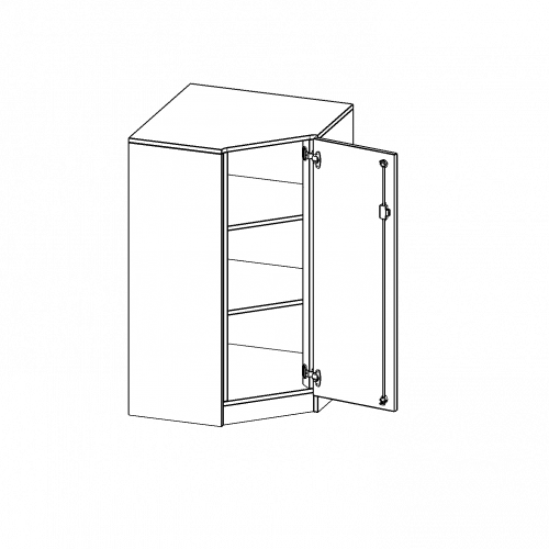 Innenecke als Schrank, 3 Ordnerhöhen - Serie evo180 B/H/T: 80x118x80 cm, Für 50 cm tiefe Schrankwände, Tür öffnet rechts, mit Sockel (81 mm)