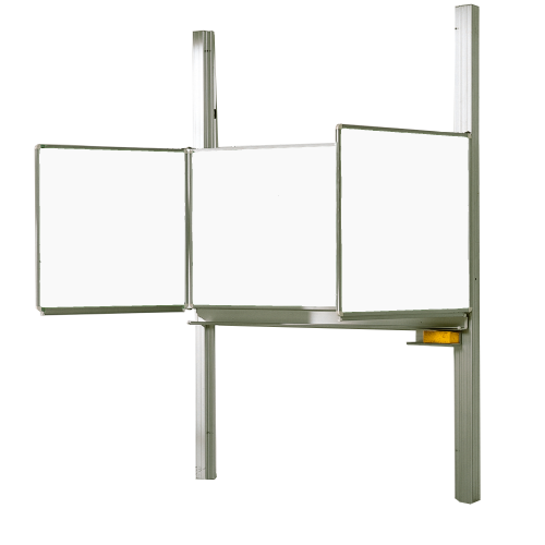 Whiteboard Schultafel Pylonentafel aus Premium Stahlemaille, Serie PYKL EW, weiß MF 200x120 cm, FF 100x120 cm, 4,8 m² Schreibfläche