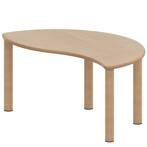 Tisch ZALOTTI mit Schichtstoff-Belag Halbrund-Wellentisch, B/H/T: 120x25x60 cm, Massivholzbeine Ø 60 mm, Fußvariante: Stellfuß