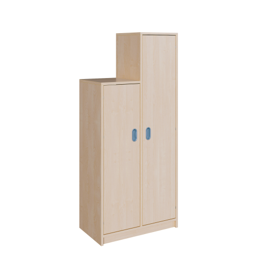 Korpus-Schrank "SideStep", beidseitig Türen B/H/T: 70,5x120/160x40 cm, mit stufenartiger Kontur, hohe Seite rechts