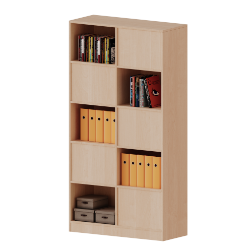 Raumteiler Regal, 5 Ordnerhöhen - Serie evo180 B/H/T: 100x190x40 cm, 10 Fächer, wechselseitig angeordnet, mit Sockel (81 mm)