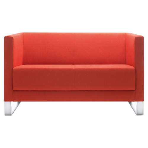 SIT!Box 2er Sofa, mit Kufengestell B/H/T: 123x71x68 cm, Sitzhöhe: 44 cm, Stofffarbe wählbar, Gestellfarbe: Chrom