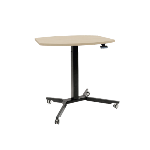 Sitz- / Stehtisch mit Melaminplatte B/H/T: 90x70-111x70 cm, fahrbarer und höhenverstellbarer Tisch in Fassform mit Melaminplatte