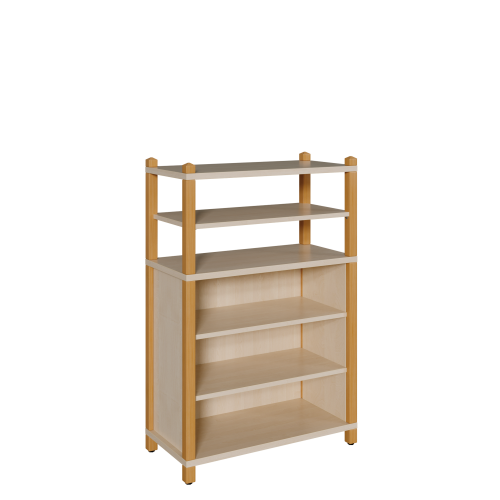 Stollen-Regal mit 5 Fächern B/H/T: 56 x 120 x 40 cm, Regal mit 3 verstellbaren Einlegeböden bzw. 5 Fächern, 3seitig geschlossen