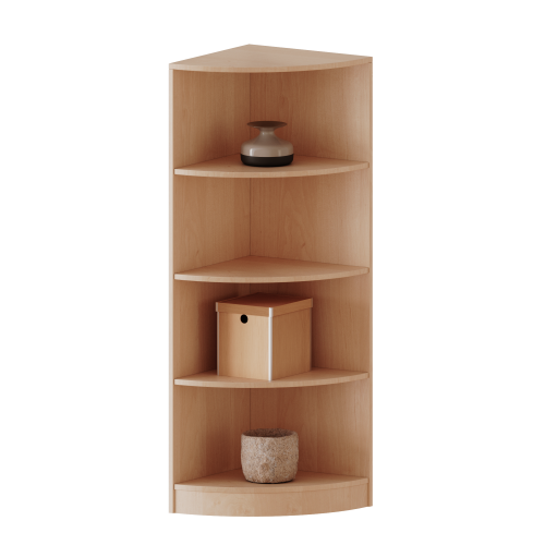Außeneckregal, 4 Ordnerhöhen - Serie evo180 B/H/T: 40x154x40 cm, Viertelkreis, Erweiterung links, mit Sockel (81 mm)