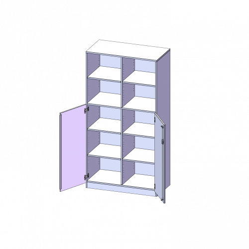 Schrank, 5 Ordnerhöhen, Türen unten (3 OH), oben 2 offene Fächer - Serie evo180 B/H/T: 100x190x50 cm, 2 Türen, abschließbar, mit Sockel (81 mm)