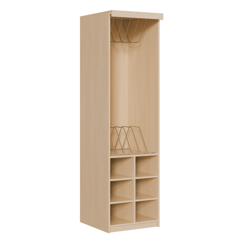 Liegepolsterregal 227 cm hoch, oben Polster, unten Bettzeugfächer B/H/T: 62x227x72 cm, für bis zu 6 Matratzen, 6 Bettwäschefächer, Regal in Korpusbauweise