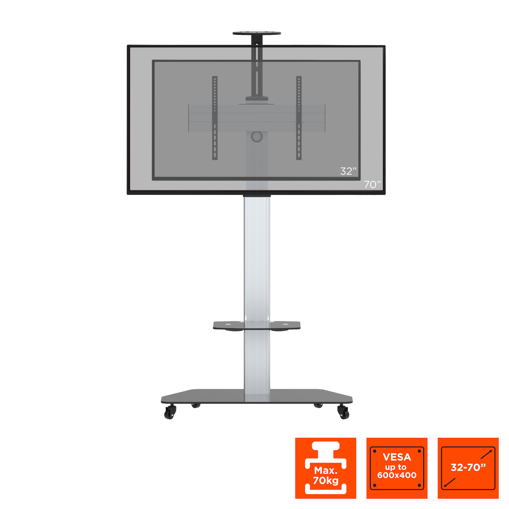 celexon Professional höhenverstellbarer Display Rollwagen Adjust-3270MP