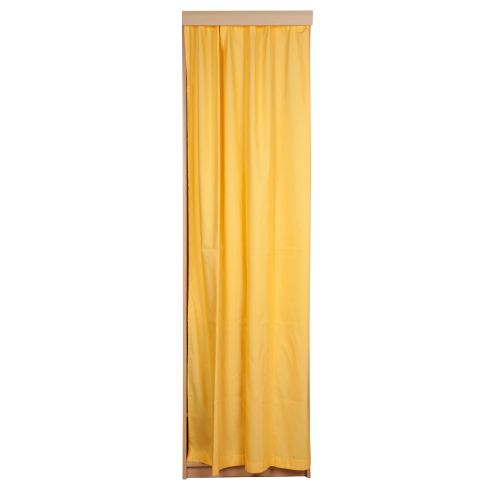 Liegepolsterregal mit Vorhang, 227 cm hoch, oben Polster, unten Bettzeugfächer B/H/T: 62x227x72 cm, für bis zu 6 Matratzen, 6 Bettwäschefächer, Regal in Korpusbauweise