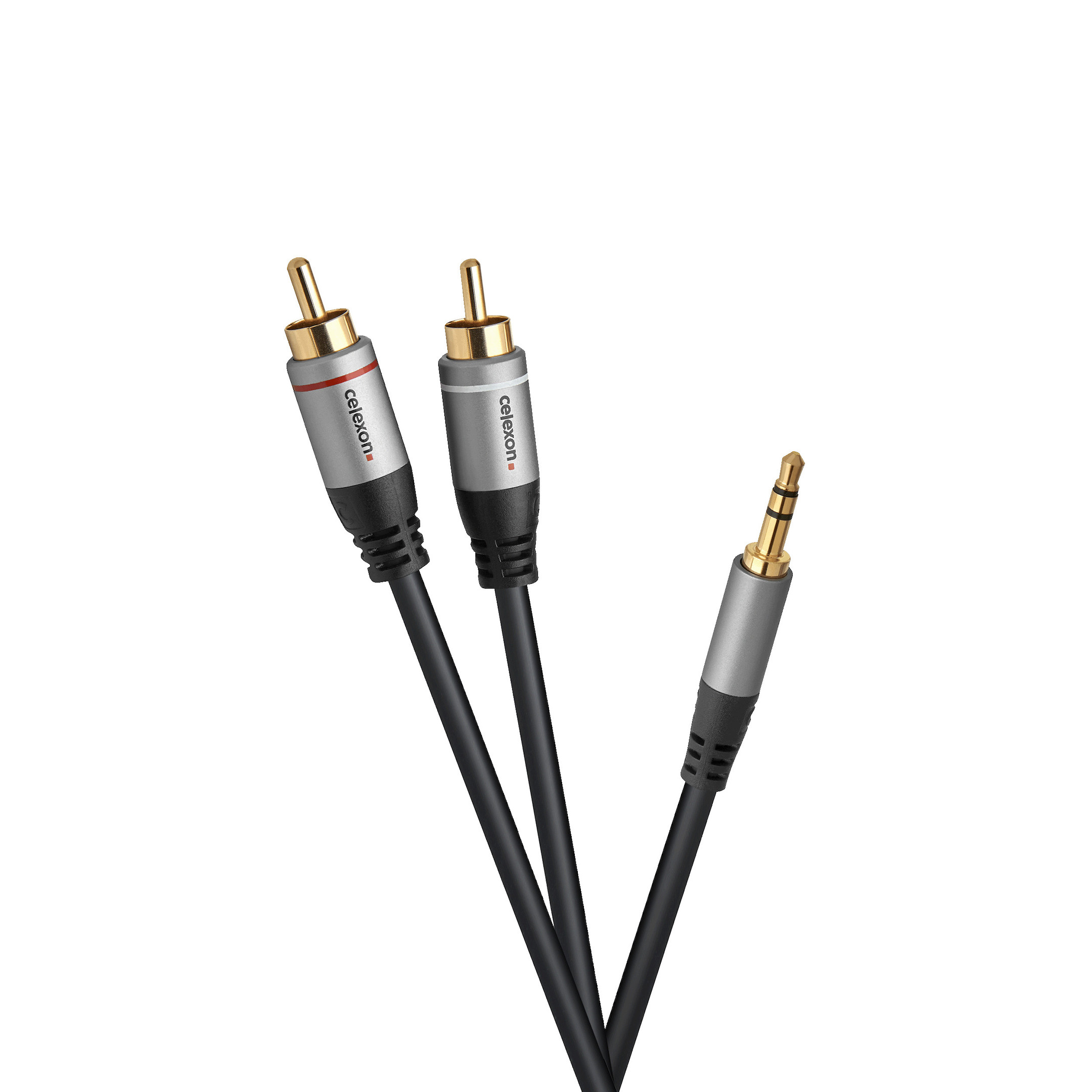 celexon 2x Cinch auf 3,5mm Stereo Klinke Audiokabel 10,0m - Professional Line