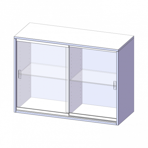 Aufsatz mit Glasschiebetüren, 2 Ordnerhöhen - Serie evo180 B/H/T: 120x72x50 cm, 2 Schiebetüren, abschließbar, mit Mittelwand