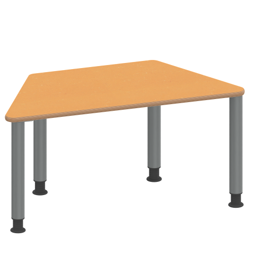 Tisch ZALOTTI mit Linoleum-Belag Trapeztisch, B/H/T: 120x46x60 cm, Stahlrohrbeine Ø 60 mm, Fußvariante: höhenverstellbar (46/60 cm), Tischbeine mit RAL-Farbe 9006 (weißaluminium)