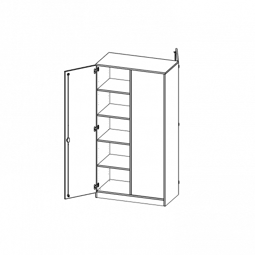 Raumteiler Schrank, 5 Ordnerhöhen - Serie evo180 B/H/T: 100x190x50 cm, 2 Türen, wechselseitig angeordnet, abschließbar, mit Sockel (81 mm)