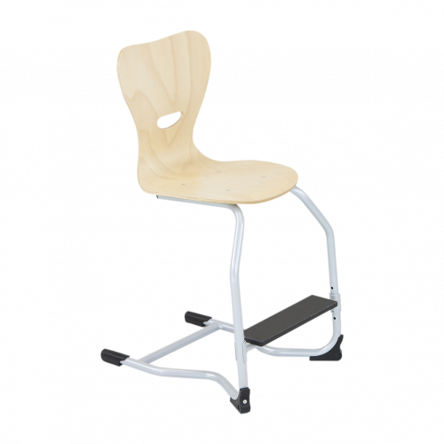 Fußrastenstuhl, Schülerstuhl mit Sperrholzschale Sitzhöhe 51 cm, kleine Schale, Schulstuhl mit verstellbarer Fußraste von 30 bis 38 cm