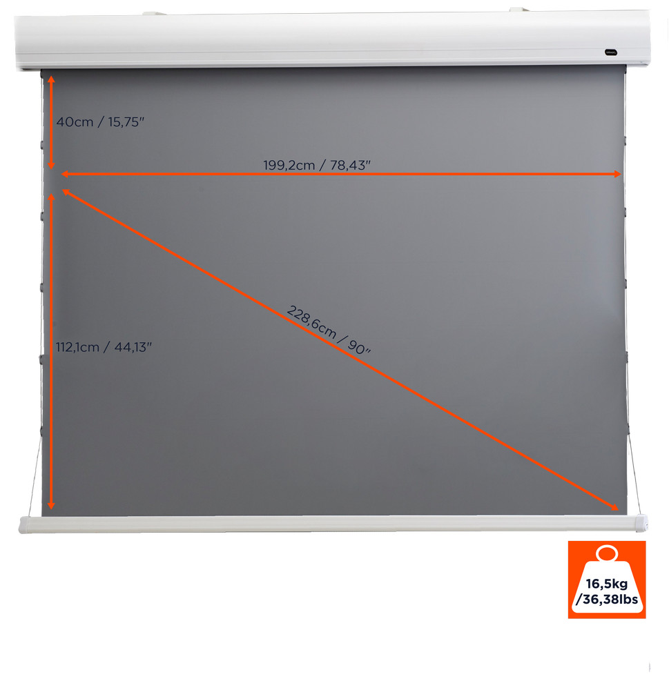 celexon HomeCinema Hochkontrastleinwand Tension 199 x 112 cm, 90" - Dynamic Slate ALR